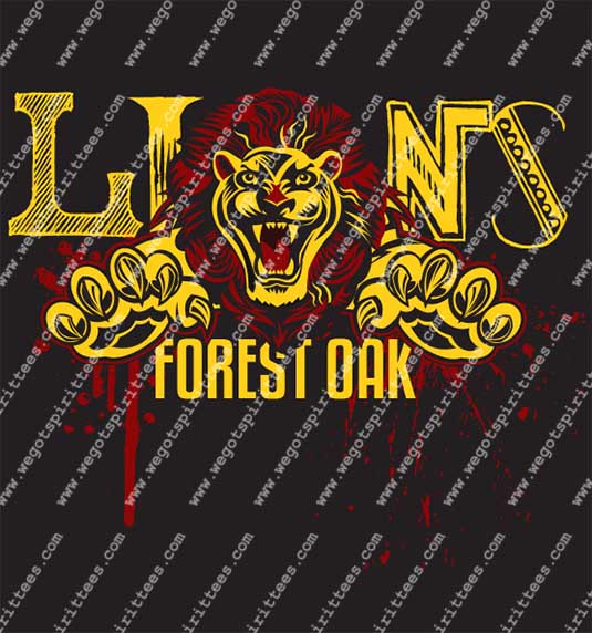 Forest Oak Middle School, Lion, Middle and High School T Shirt 289, Middle and High School T shirt idea, Middle and High School,Middle and High School T Shirt, Custom T Shirt fort worth texas, Texas, Middle and High School T Shirt design, Secondary Tees