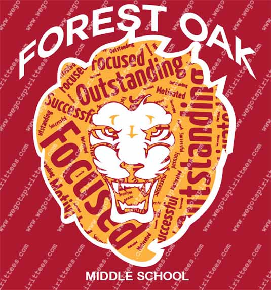 Forest Oak Middle School, Lion, Middle and High School T Shirt 327, Middle and High School T shirt idea, Middle and High School,Middle and High School T Shirt, Custom T Shirt fort worth texas, Texas, Middle and High School T Shirt design, Secondary Tees