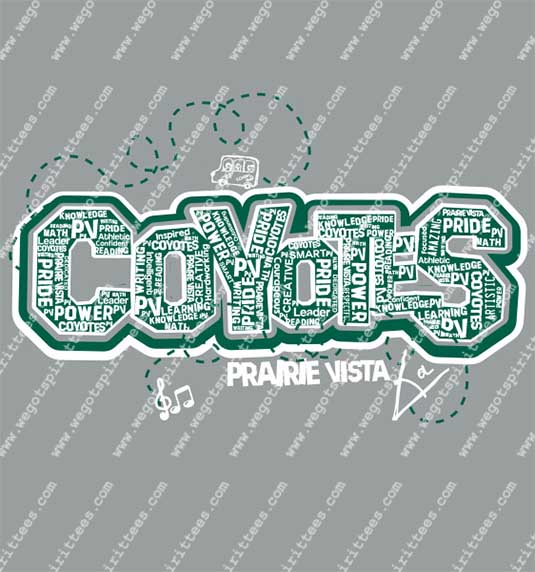 Coyotes, Prairie Vista Middle School, Middle and High School T Shirt 383, Middle and High School T shirt idea, Middle and High School,Middle and High School T Shirt, Custom T Shirt fort worth texas, Texas, Middle and High School T Shirt design, Secondary Tees