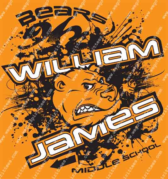 Wllliam James, Middle School, Bear, Middle and High School T Shirt 393, Middle and High School T shirt idea, Middle and High School,Middle and High School T Shirt, Custom T Shirt fort worth texas, Texas, Middle and High School T Shirt design, Secondary Tees