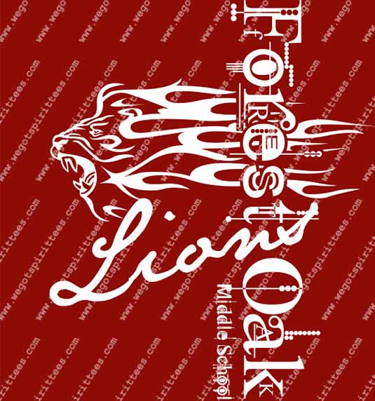 Forest oak Middle School, Lion, Middle and High School T Shirt 414, Middle and High School T shirt idea, Middle and High School,Middle and High School T Shirt, Custom T Shirt fort worth texas, Texas, Middle and High School T Shirt design, Secondary Tees