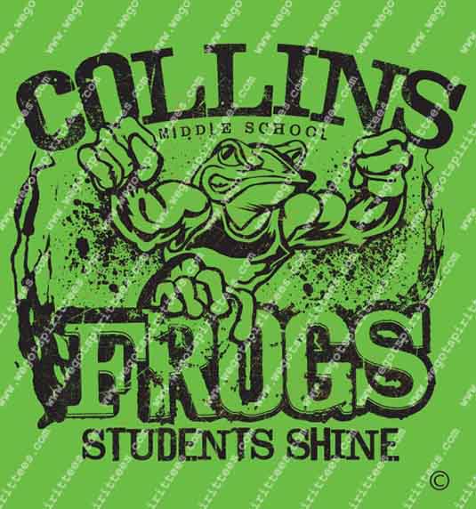 Collins Middle School, Frog, Middle and High School T Shirt 419, Middle and High School T shirt idea, Middle and High School,Middle and High School T Shirt, Custom T Shirt fort worth texas, Texas, Middle and High School T Shirt design, Secondary Tees