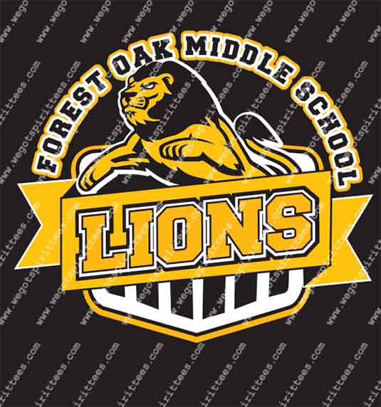 Forest Oak Middle School, Lion, Middle and High School T Shirt 494, Middle and High School T shirt idea, Middle and High School,Middle and High School T Shirt, Custom T Shirt fort worth texas, Texas, Middle and High School T Shirt design, Secondary Tees