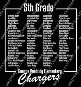 George Peaboy Elementary, Chargers, Elementary Class of T Shirt 499, Elementary Class of T shirt idea, Elementary Class, Elementary Class of T Shirt, Custom T Shirt fort worth texas, Texas, Elementary Class of T Shirt design, Elementary Tees