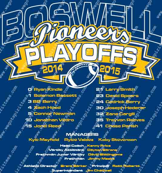 Playoffs, Boswell, Pioneer, Football T Shirt 497, Football T shirt idea, Football , Football T Shirt, Custom T Shirt fort worth texas, Texas, Football T Shirt design, Club and Sports Tees