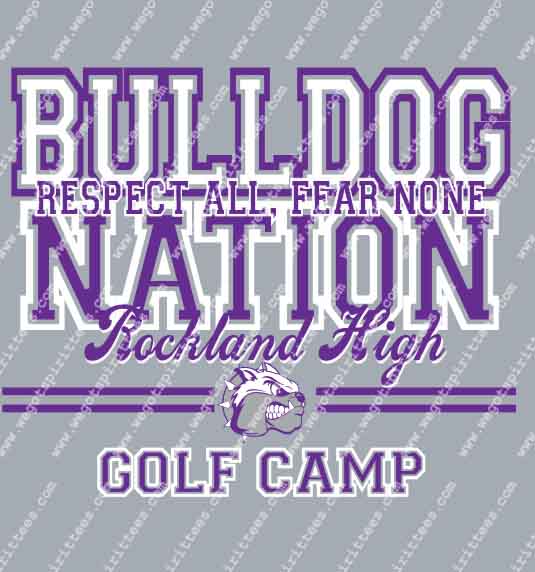 Rcokland High school, Bulldog, Dog, Colf Camp, Golf T Shirt 482, Golf T shirt idea, Golf, Golf T Shirt, Custom T Shirt fort worth texas, Texas, Golf T Shirt design, Club and Sports Tees