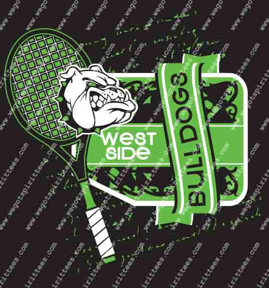 Westside,bulldog, Dog, Tennis T Shirt 491, Tennis T shirt idea, Tennis , Tennis T Shirt, Custom T Shirt fort worth texas, Texas, Tennis T Shirt design, Club and Sports Tees