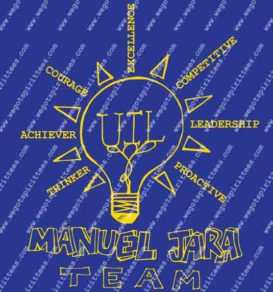 Manuell Jara Team, Bulb, Light, UIL T Shirt 486, UIL T shirt idea, UIL, NJHS T Shirt, Custom T Shirt fort worth texas, Texas, UIL T Shirt design, Club and Sports Tees